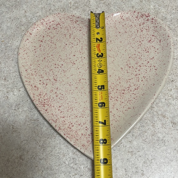 HEART SHAPED CERAMIC SPECKLED PINK 9.5” PLATE OR PLATTER MADE IN PORTUGAL - Picture 6 of 6